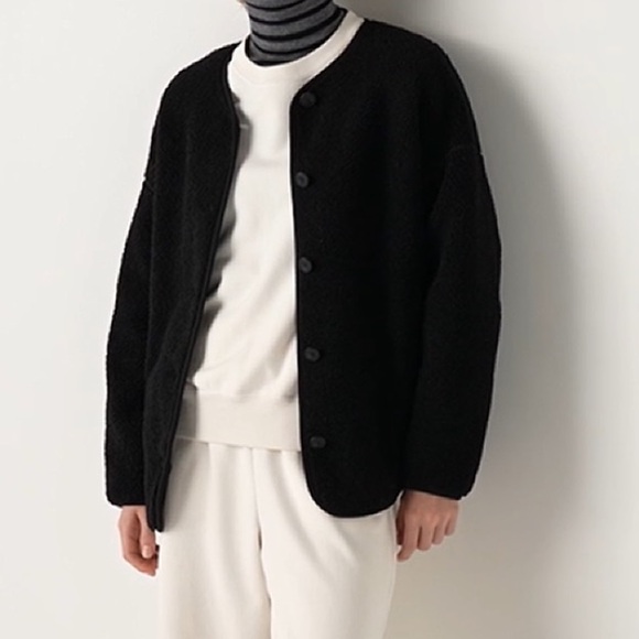 Uniqlo Pile Lined Fleece Relaxed Cardigan Size Medium - Picture 1 of 5